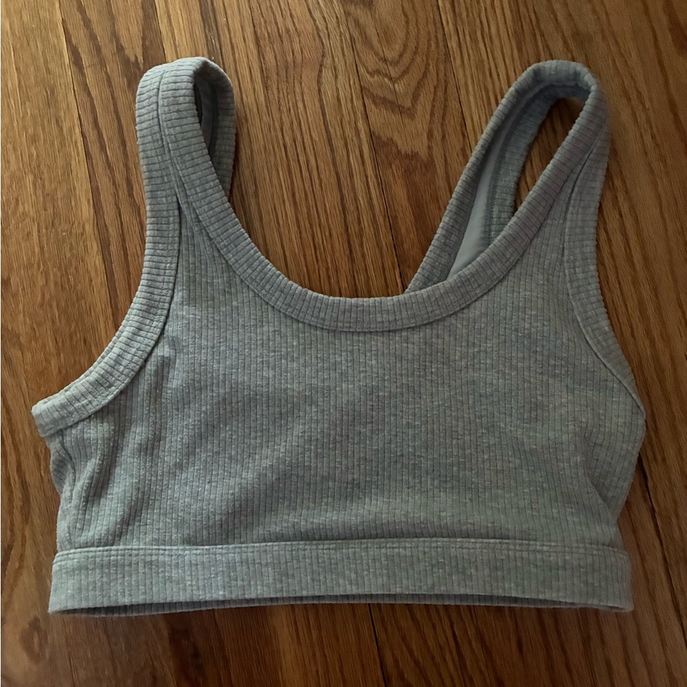 ALO Gray Ribbed Tank Top